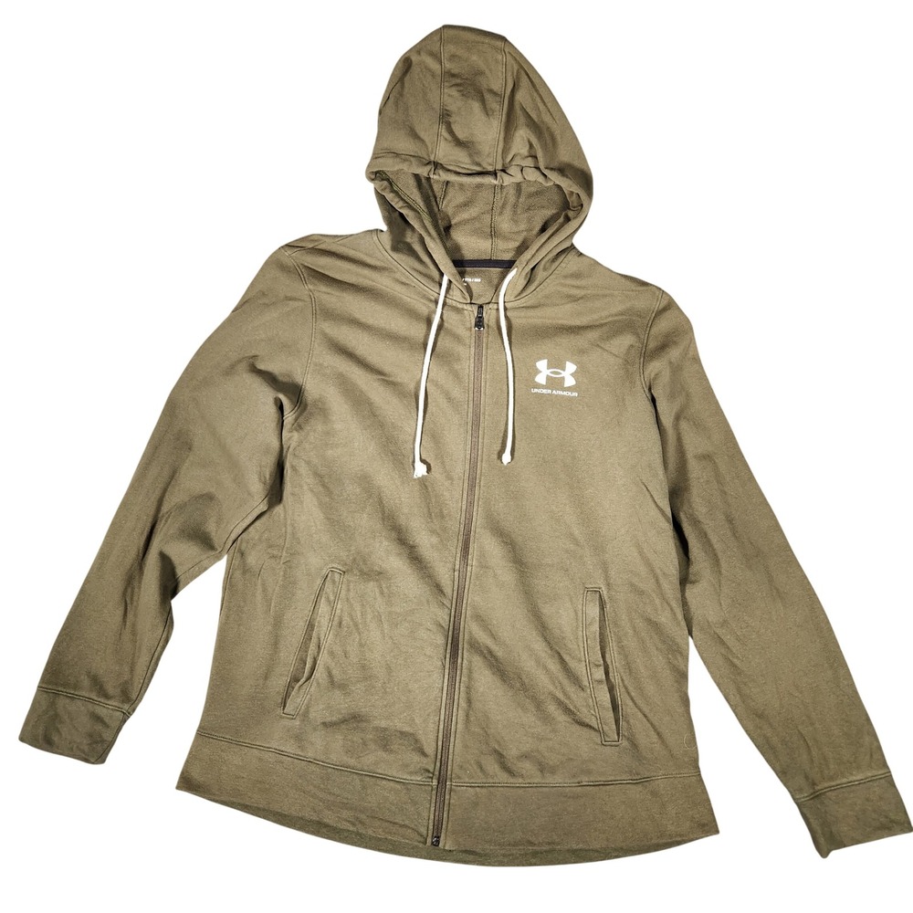 Under Armour Full Zip Hoodie Mens XXL Olive Green Excellent 1370409 Activewear